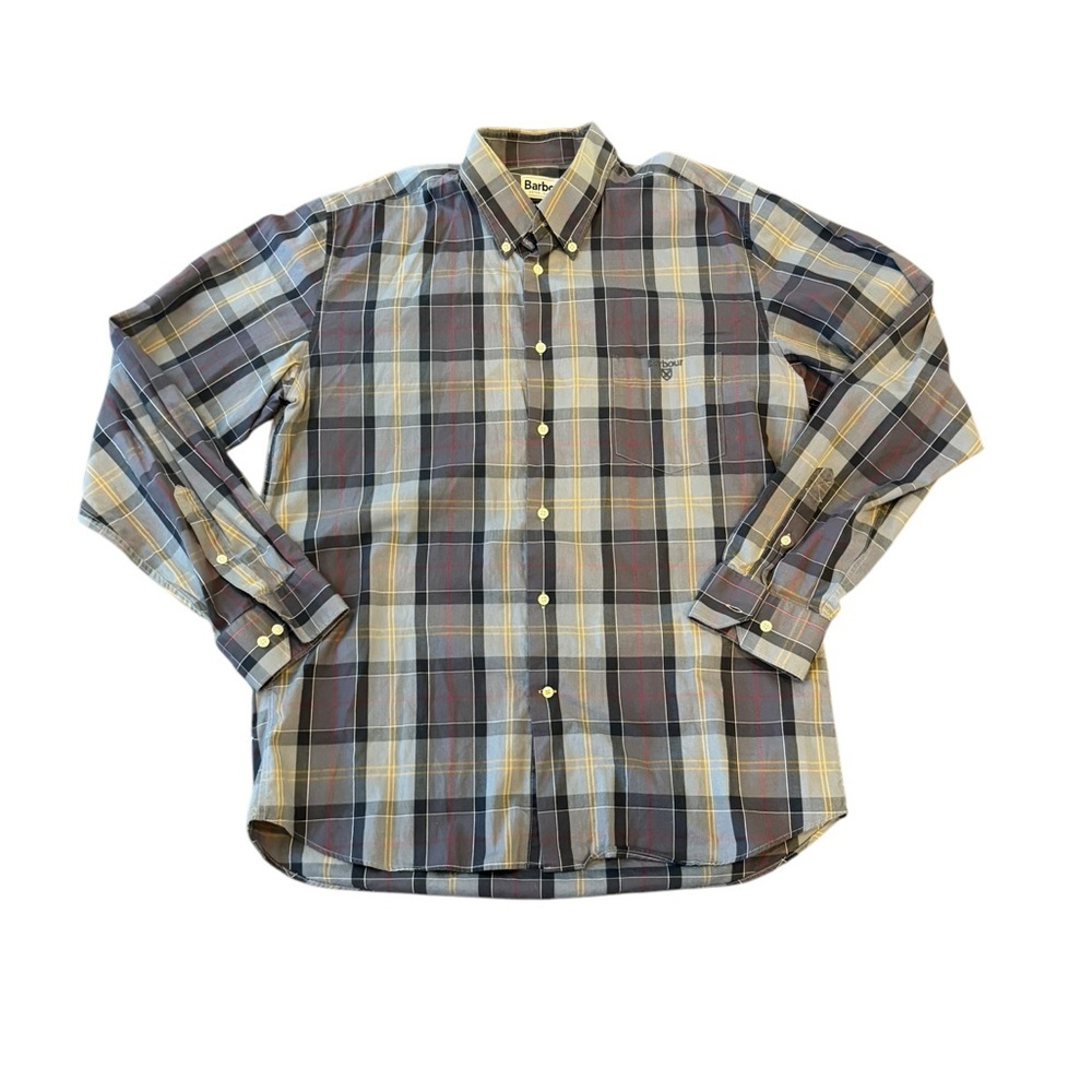 Barbour Men’s Button-Down Shirt Plaid Regular Fit L
 N204